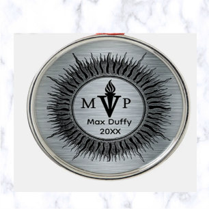 Editable Sunburst MVP Torch Flame Award Metall Julgransprydnad Metall