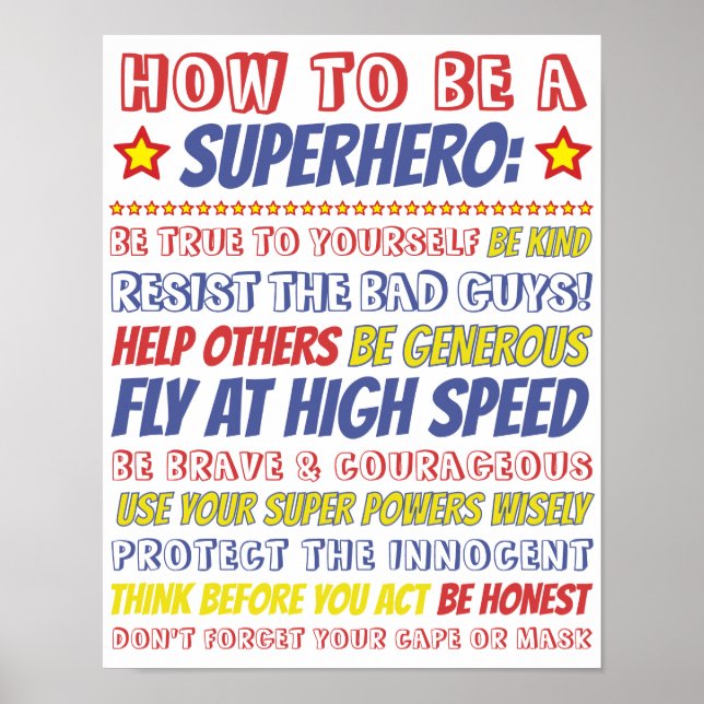 Editable Superhero Print for Kids Room Poster (Framsidan)