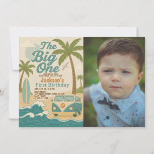 Editable Surfas Up Boy 1st Birthday Inbjudan