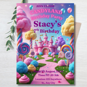 Editable Sweet Firande Birthday Inbjudan Candy