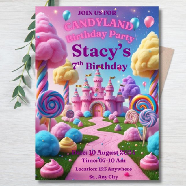 Editable Sweet Firande Birthday Inbjudan Candy (Skapare uppladdad)