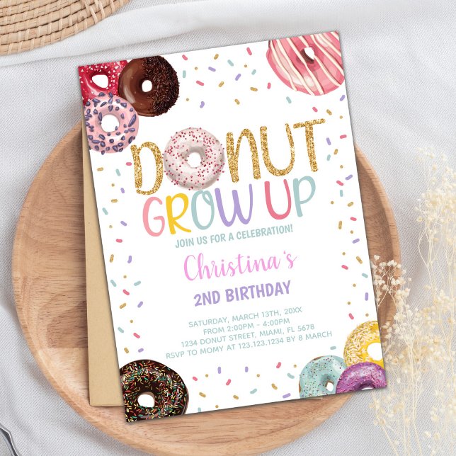 Editable Sweet Sprinkle Party Inbjudan för barn (Donuts Birthday Invitations)