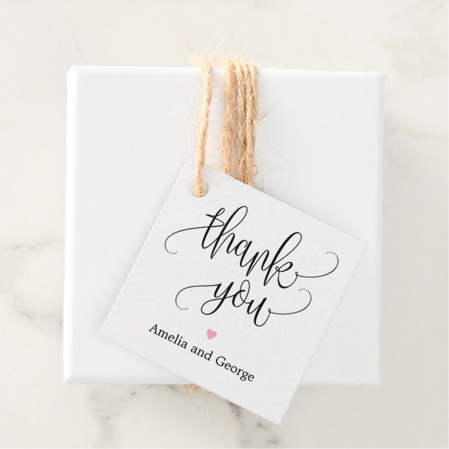 EDITABLE Tack Märkre FÄRG Loving Calligraphy Gåvor Etiketter (På plats)