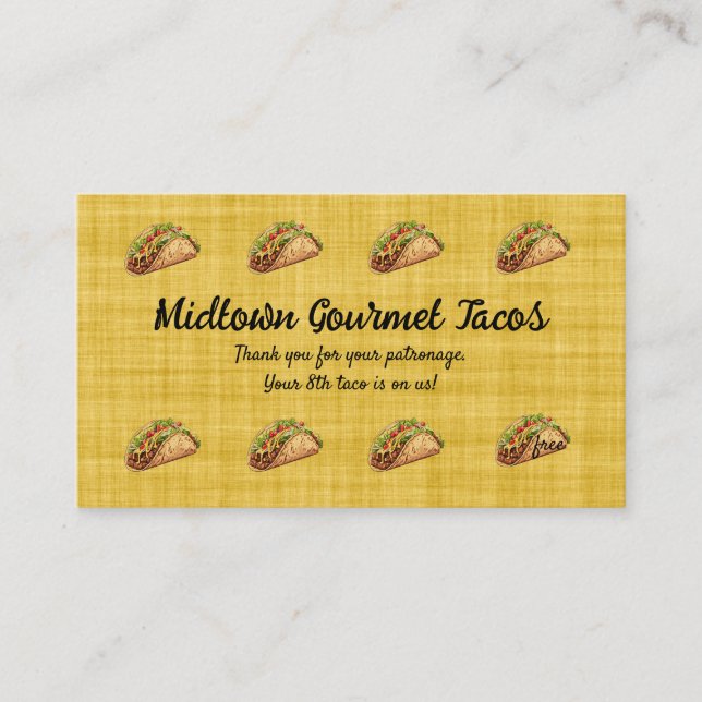 Editable Taco Shop Loyalty Rewards Card Lojalitetskort (Framsida)