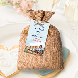 Editable Tåg Birthday Tack Märkre Presentetikett