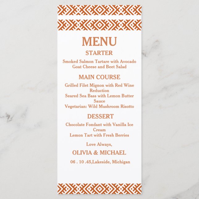 Editable Template African Print Wedding Menu Meny (Framsida)