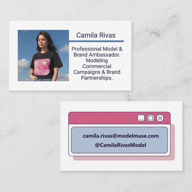Editable Template Trendig Model Brand Ambassador Visitkort (Fram/baksida)