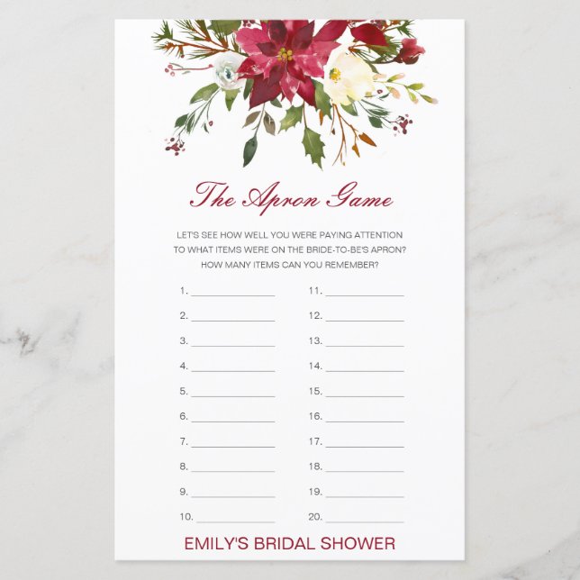 Editable The Apron Game Bridal Shower Game (Framsida)
