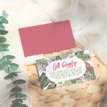 Editable Tropical Blommigt Modern Boho Möhippa Tilläggskort<br><div class="desc">En mall för djurutrymmeskort som är gjord för att matcha vår samling av den tropiska Blommigten Arch Modern Summer Möhippa. Utformningen har en modern boho ram, som är försedd med lush handflatan löv, hibiscus blommor, plumeria, paradisfåglar och andra tropiska floror. Du kan anpassa den för presentregisterdetaljer, datumnattsidéer, en smekmånadsfond, en...</div>