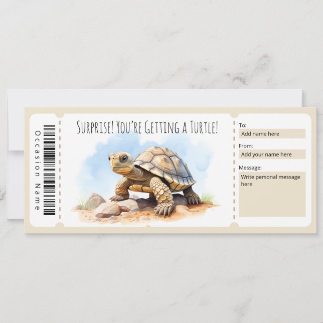 Editable Turtle Gift-certifikat för sköldpadda äls Inbjudningar (Framsida)