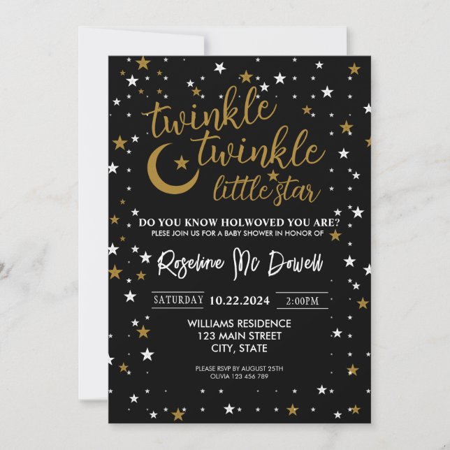 EDITABLE Twinkle Twinkle Little Star,Boy Shower Inbjudningar (Framsida)