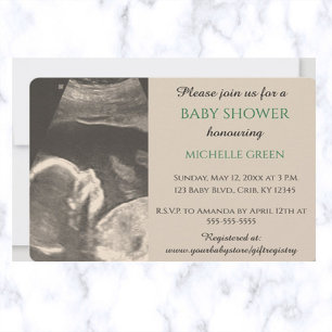 Editable Ultrasound Baby Shower Inbjudningar