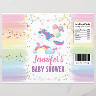 Editable Unicorn Baby Shower Chip Bag Wrapper