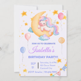 Editable Unicorn Birthday Call for Girl Inbjudningar