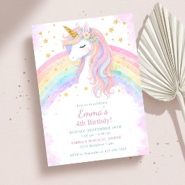 Editable Unicorn Birthday Invitation | Pastel Rain Inbjudningar