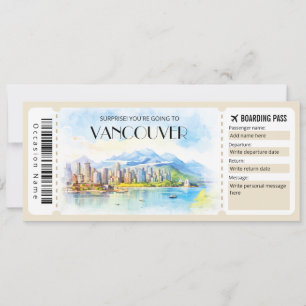 Editable Vancouver Canada Flygplan Boarding Pass Inbjudningar