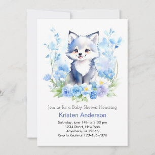 Editable Varg Unge Boy Baby Shower Inbjudningar