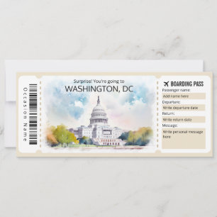 Editable Washington DC Flygplan biljett, Washingto Inbjudningar