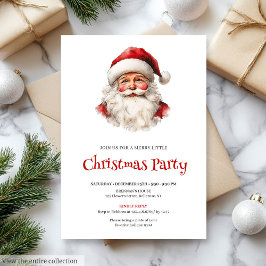 Editable Watercolor Santa Claus Holiday Dinner Inbjudningar