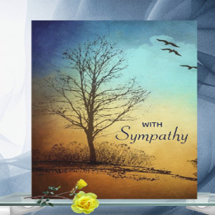 Editable Watercolor Träd och Birds Sympathy Kort