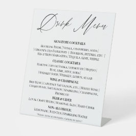 Editable Wedding Drinks Menu Tabletop Sign