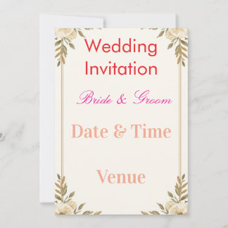 Editable Wedding Invitation 7x5 – Elegant Floral D Inbjudningar