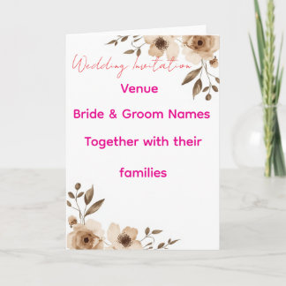 Editable Wedding Invitation 7x5 – Elegant Floral H Kort