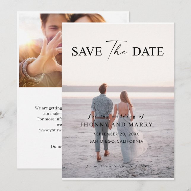 Editable Wedding Save the Date Card – Modern Minim Inbjudningar (Fram/baksida)