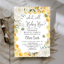 Editable What will Spädbarn Bebe Gender Reveal Par Inbjudningar