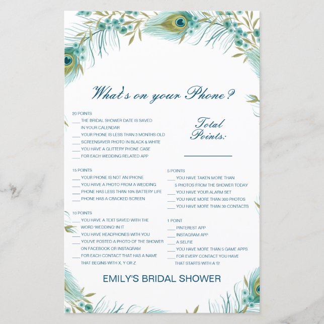 Editable What's on your Phone Bridal Shower Game (Framsida)