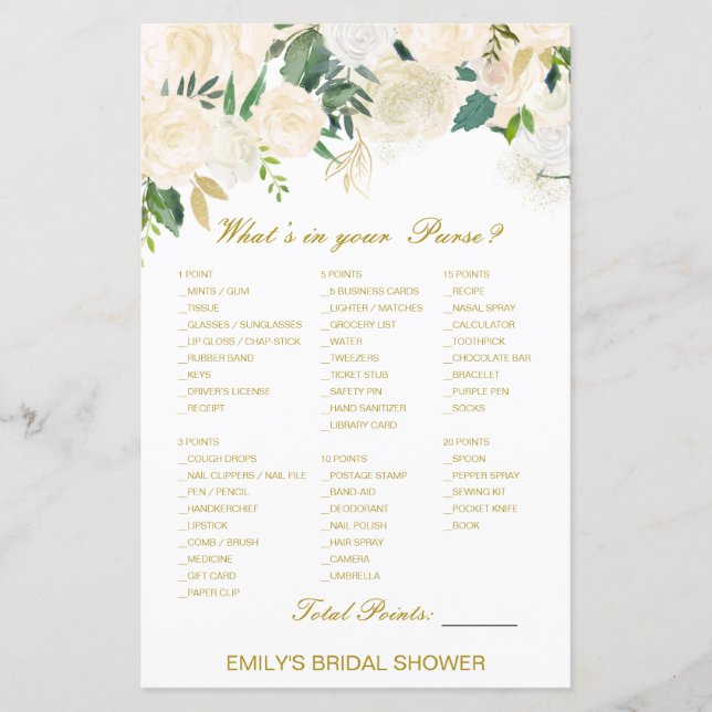 Editable What's on your Purse Bridal Shower Game (Framsida)