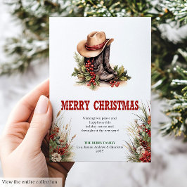 Editable Wild West Christmas greeting card design Julkort