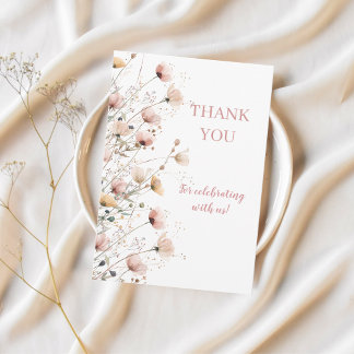 editable wildflowers floral thank you card tack kort