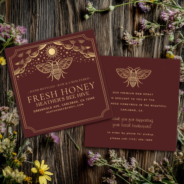 Editable Witchy Tarot Bibivakt Honeybee Fyrkantigt Visitkort (Skapare uppladdad)