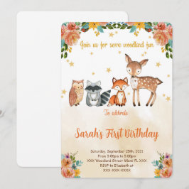Editable Woodland Birthday-inbjudan Inbjudningar