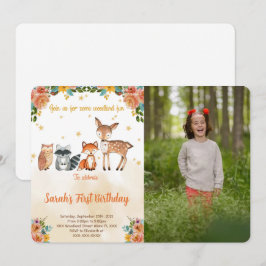 Editable Woodland Birthday Photo-inbjudan Inbjudningar