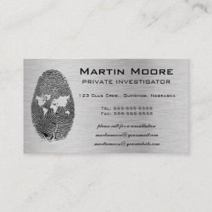 Editable World Fingerprint Privat Detektiv Visitkort