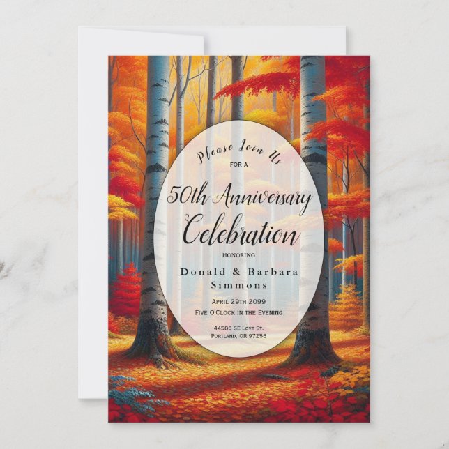 Editable Year Rustic Birch Träd - helgdag Inbjudningar (Framsida)