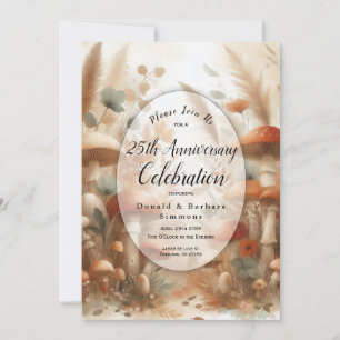 Editable Year Terracotta Toadstool Woodland Inbjudningar