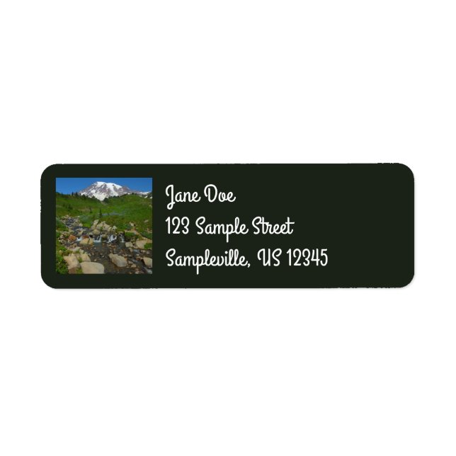 Edith Bäck vid berget Rainier nationalpark Returadress Etikett (Framsidan)