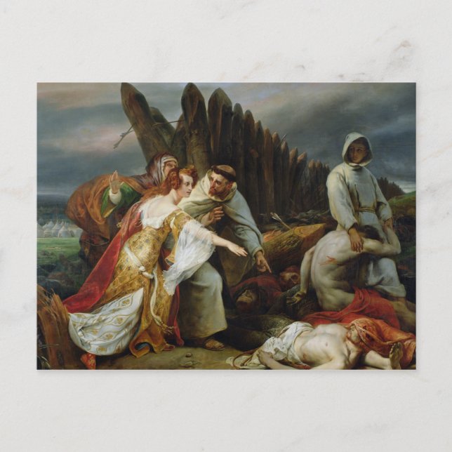 Edith Finding the Body of Harold, 1828 Vykort (Framsida)