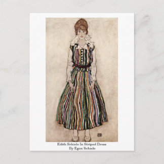Edith Schiele i stripe pressad av Egon Schiele Vykort