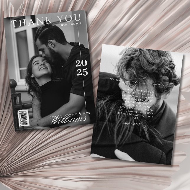 Editorial Black and white Magasinet bröllop Tack Kort (Skapare uppladdad)