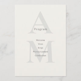 Editorial Initial Minimal Wedding Program Card