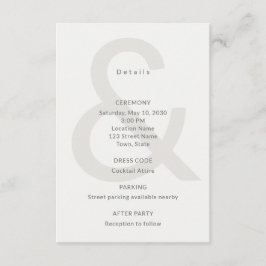 Editorial Typography Wedding Details Card Tilläggskort