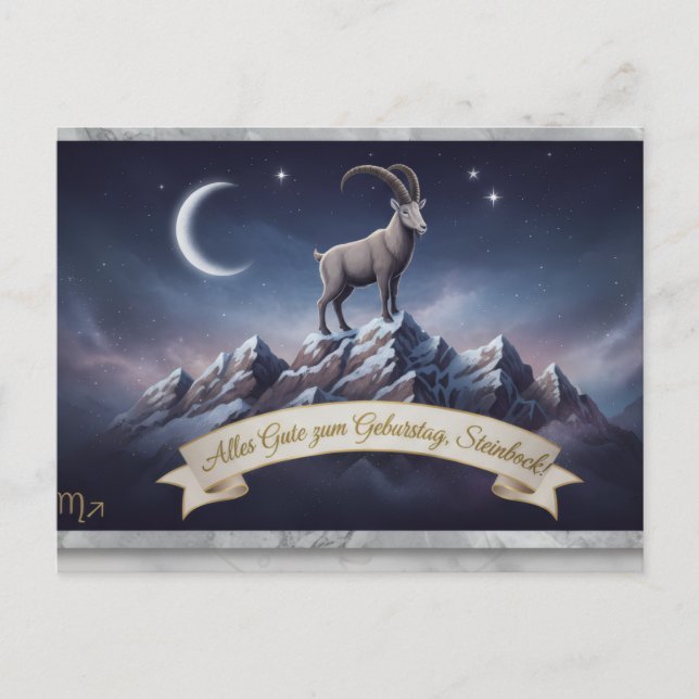 Edle Sternzeichen-Postkarte Steinbock – Alles Gute Vykort (Framsida)