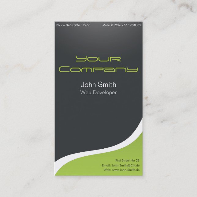 Edle Visitenkarte Web Developer, Grafikdesigner Visitkort (Framsida)