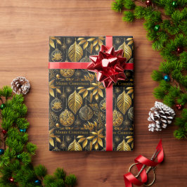 Edles Weihnachtspapier mit Weihnachtskugeln Presentpapper