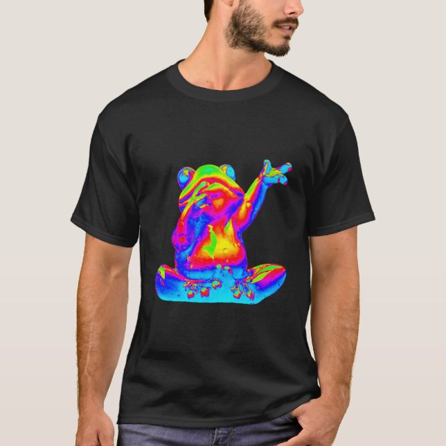Edm Electronic Dance Techno Frog Rave T Shirt (Framsida)
