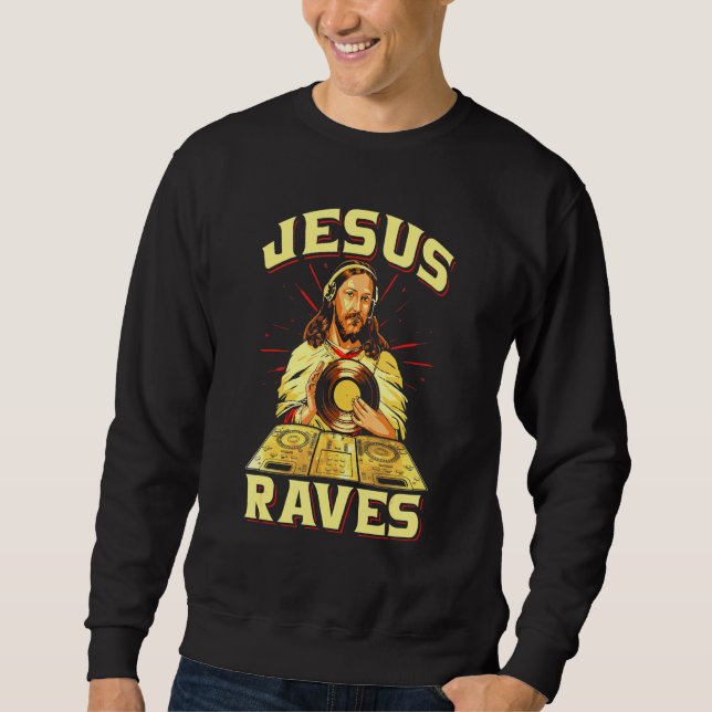 Edm Elektronisk Musik Jesus Raves Lång Ärmad Tröja (Framsida)